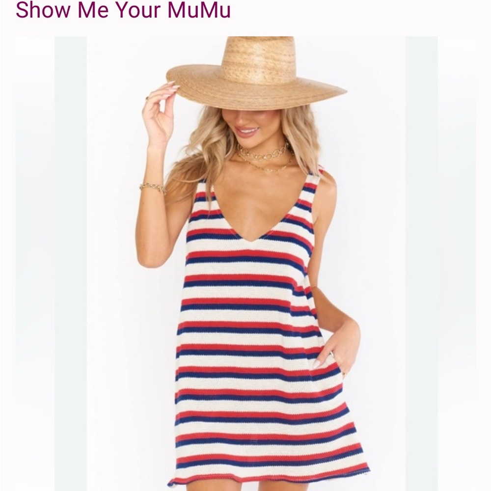 Show Me Your MuMu Red and Blue Striped Tank Top NWOT